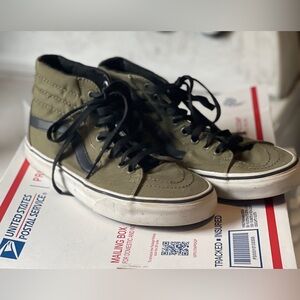 Vans Army Green and Black High-Top Sneakers